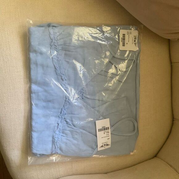 Light Blue Sleeveless Women's Linen Ruffled Top Hardtail Clothing NWT Medium - Picture 8 of 12